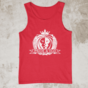 A Red Color Wife Beater With Pride and Ego Printed