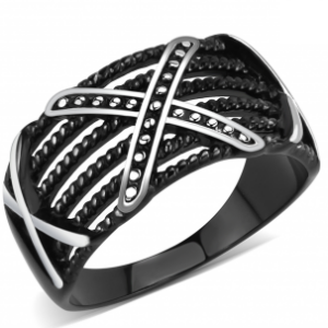 Pride and Ego Black Twisted Cross Ring