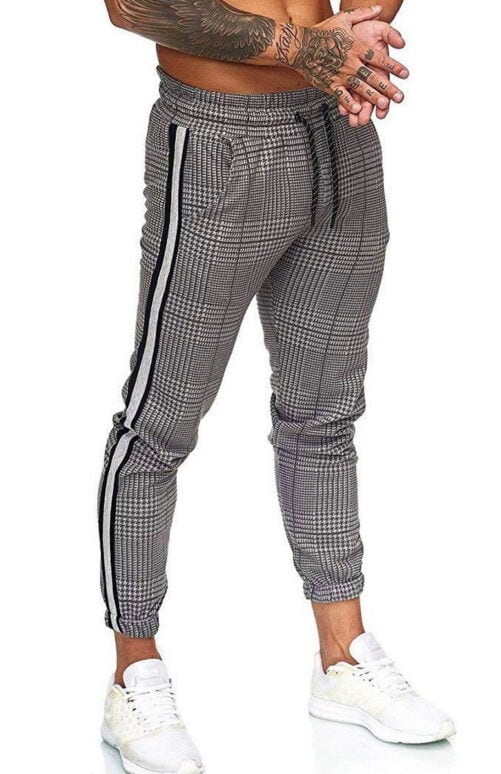 Grey and White Color Checks pant With Black Draw Strings