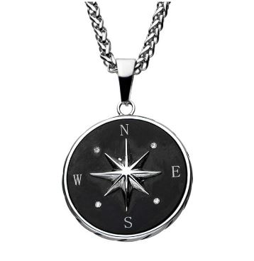 Pride and Ego Black Compass Necklace