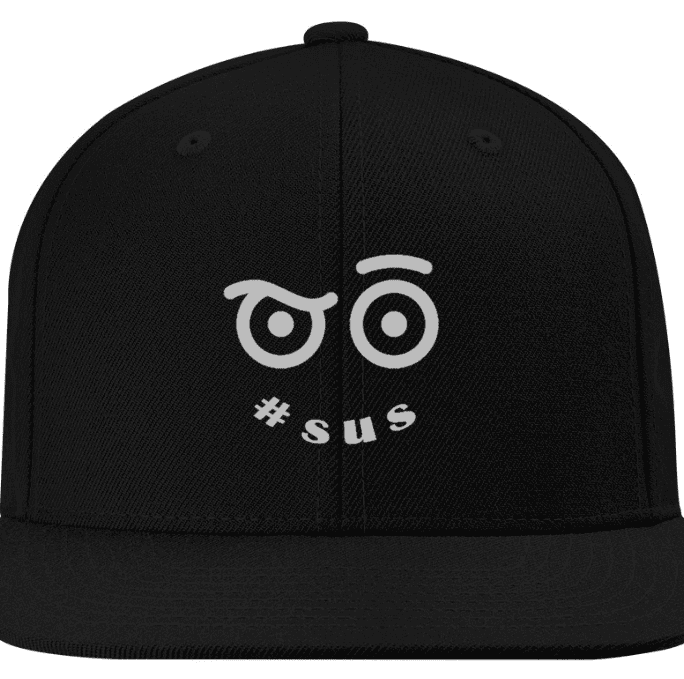 A black cap with white print