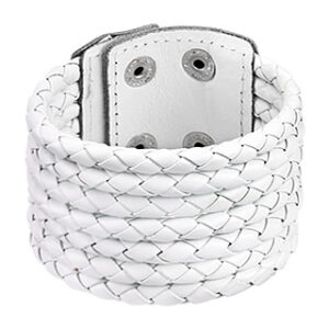 Pride and Ego White Leather Weaved Bracelet
