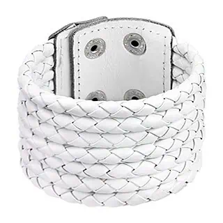 Pride and Ego White Leather Weaved Bracelet