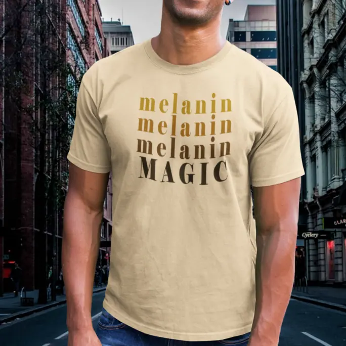 Man Wearing The Pride and Ego Melanin Magic TShirt
