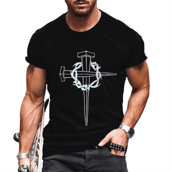 Pride and Ego 3D Cross Crown Shirt In Black