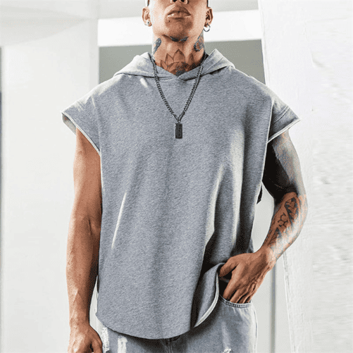 Pride and Ego Hooded Oversized Tank In Grey