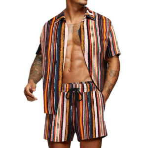 Straight Strip Multi Color Shirt and Short Pair