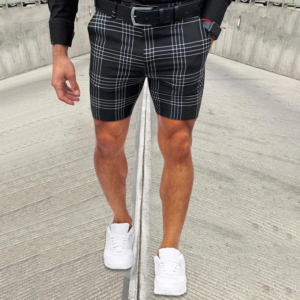 Pride and Ego Plaid Mid Waist Shorts in Black and White