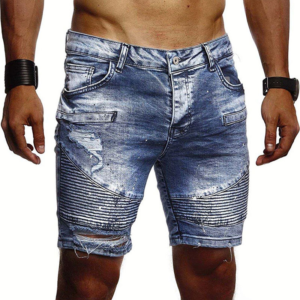 Pride and Ego Ripped Crease Denim Shorts