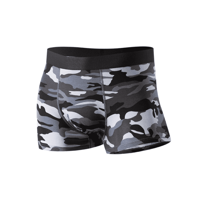 A Grey and Black Color Camo Print Underwear