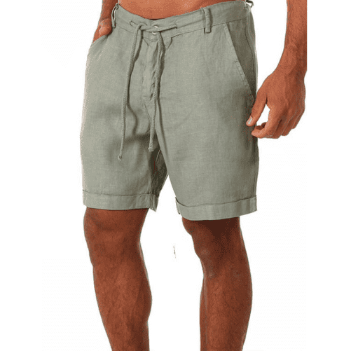 An Olive Green Color Shorts With Elastic Band and Straps