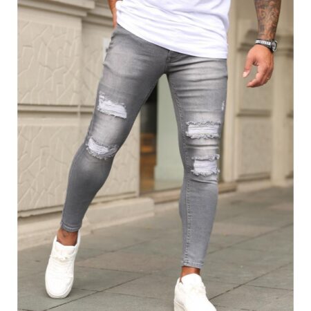 A White Color Top With Shaded Grey Color Jeans