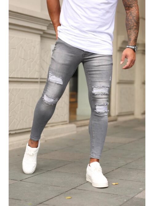 A White Color Top With Shaded Grey Color Jeans
