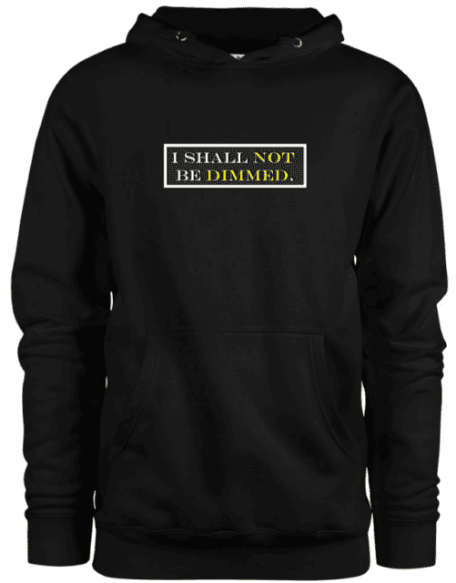 A black hoodie with text and a white background