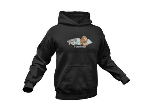 A black hoodie with white background
